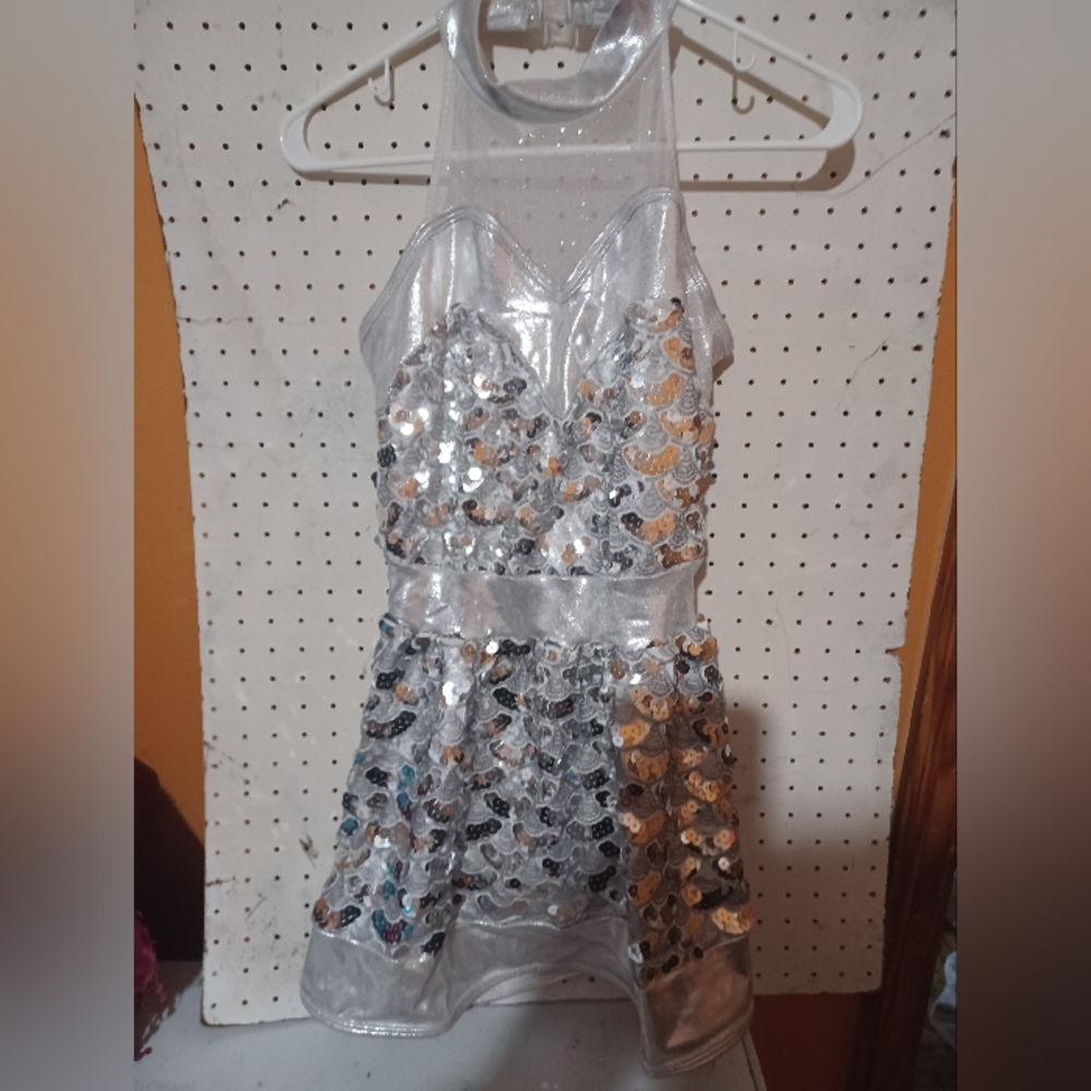 Sparkling Silver Kids Dance Costume